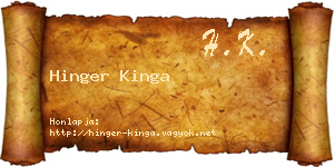 Hinger Kinga névjegykártya