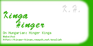 kinga hinger business card